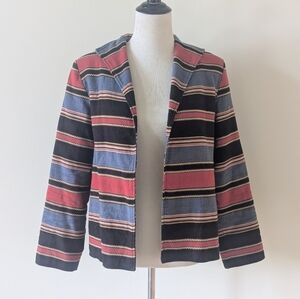Vintage 90s Striped Open Front Southwestern Jacket Medium